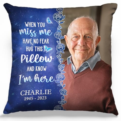 Pawfect House Hug This Pillow and Know I'm Here Personalized Grandma Grandpa Memorial Pillows with Pictures (Insert Included), Christmas Memorial Gifts for Loss of Mom, Dad, Memorial Pillow
