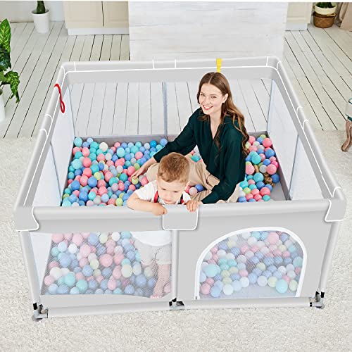 Todale Baby Playpen, Medium Playpen For Babies And Toddlers, Indoor & Outdoor Kids Activity Center, Kids Safety Play Pens Play (Light Grey, 50X50X27 Inch) #TOP2