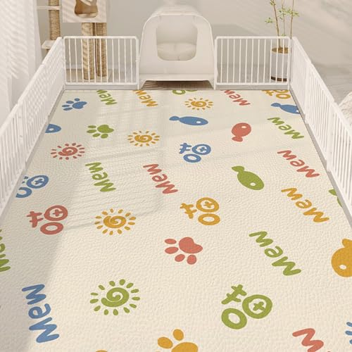 ペットマット PU革 PVC 防水 防汚 拭ける 大判 トイレ下敷きマット カーペット PUレザー 滑らない 犬 猫用 フローリング 漏れにく 噛み耐性 消臭 フリーカット ペットフェンス・サークル・ケージ用 60*120cm