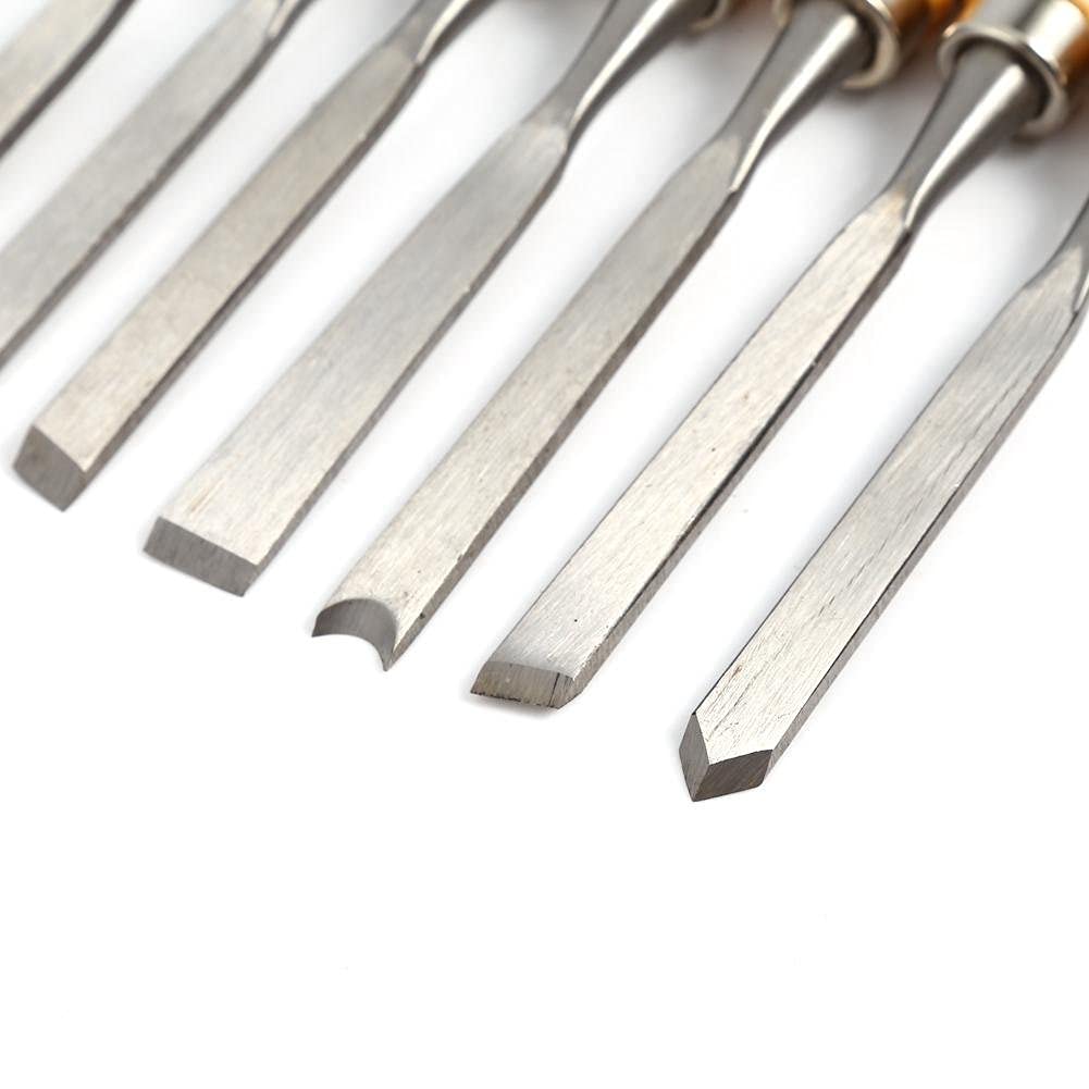 12 pezzi scalpelli per intaglio del legno con manici in legno - set utensili per scultura su legno professionale, strumenti per tornitura e incisione