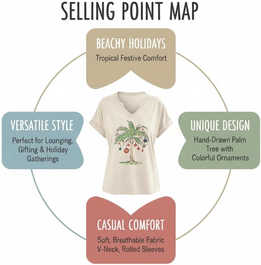 Umsuhu Christmas Shirts for Women Merry Christmas Tshirts Christmas Tree T-Shirt Xmas Holiday Short Sleeve Tee Tops - Image 4