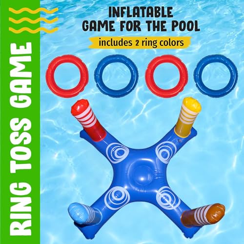 TYEQWT Inflatable Pool Ring Toss Game Toy Set, 9 Pieces Ring Toss Game Set including 8 Rings - Image 3