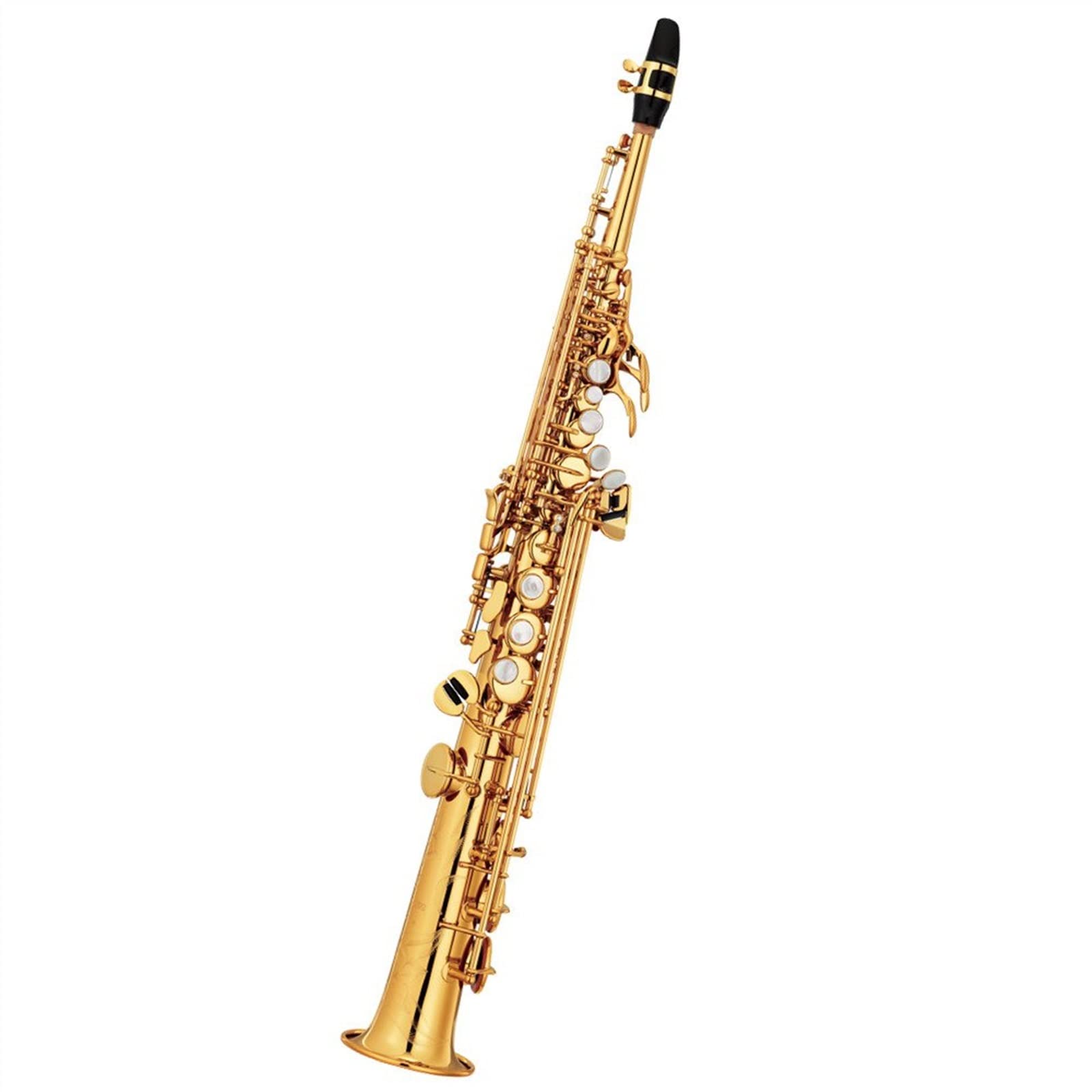 HCZKIUJY Saxophones Brass Straight Bb Flat Sax Saxophone Woodwind Instrument Natural Shell Key Carve Pattern With Carry (1)