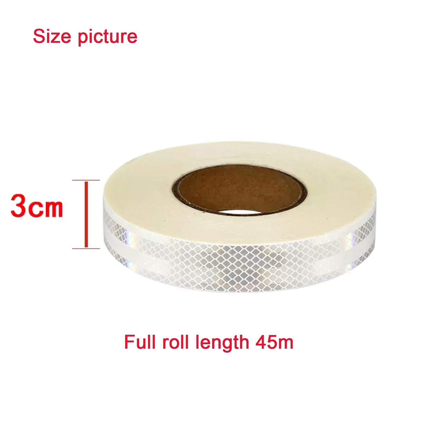 Flary ostrzegawcze, Taśma ostrzegawcza odblaskowa samoprzylepna wzór diamentowy wielokolorowa 45 metrów x 3 cm 1 rolka PVC(White)
