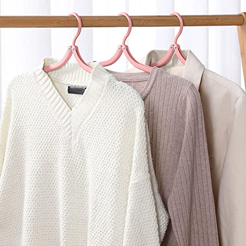 12PCS Travel Hanger, Portable Folding Clothes Hangers Non-Slip Plastic Clothes Coat Hangers for Home Travel Outdoor Camping(Pink) - Image 3