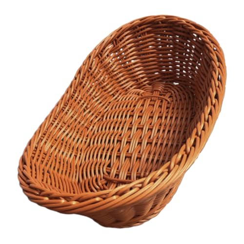NAMOARLY Food Basket Storage Basket Silverware Basket Toy Container Basket for Toys Wicker Storage Baskets Dry Basket Daily Use Fruit Basket Storage Accessory Brown Plastic re-usable