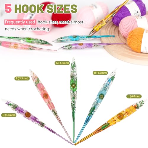 Image of Aeelike Crochet Hooks Set, 3.0mm-6.0mm Ergonomic Crochet Hooks with Long Floral Handle-Super Shinny and Unique for DIY Crfats Blnaket Sweaters, Ideal & Beautiful Gifts for Mothers Crocheting Lovers