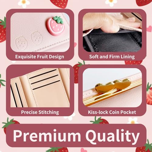 Cute Wallet Girls Small Wallets For Women Little purse Aesthetic Coin Pocket For Ladies (Pink) 5