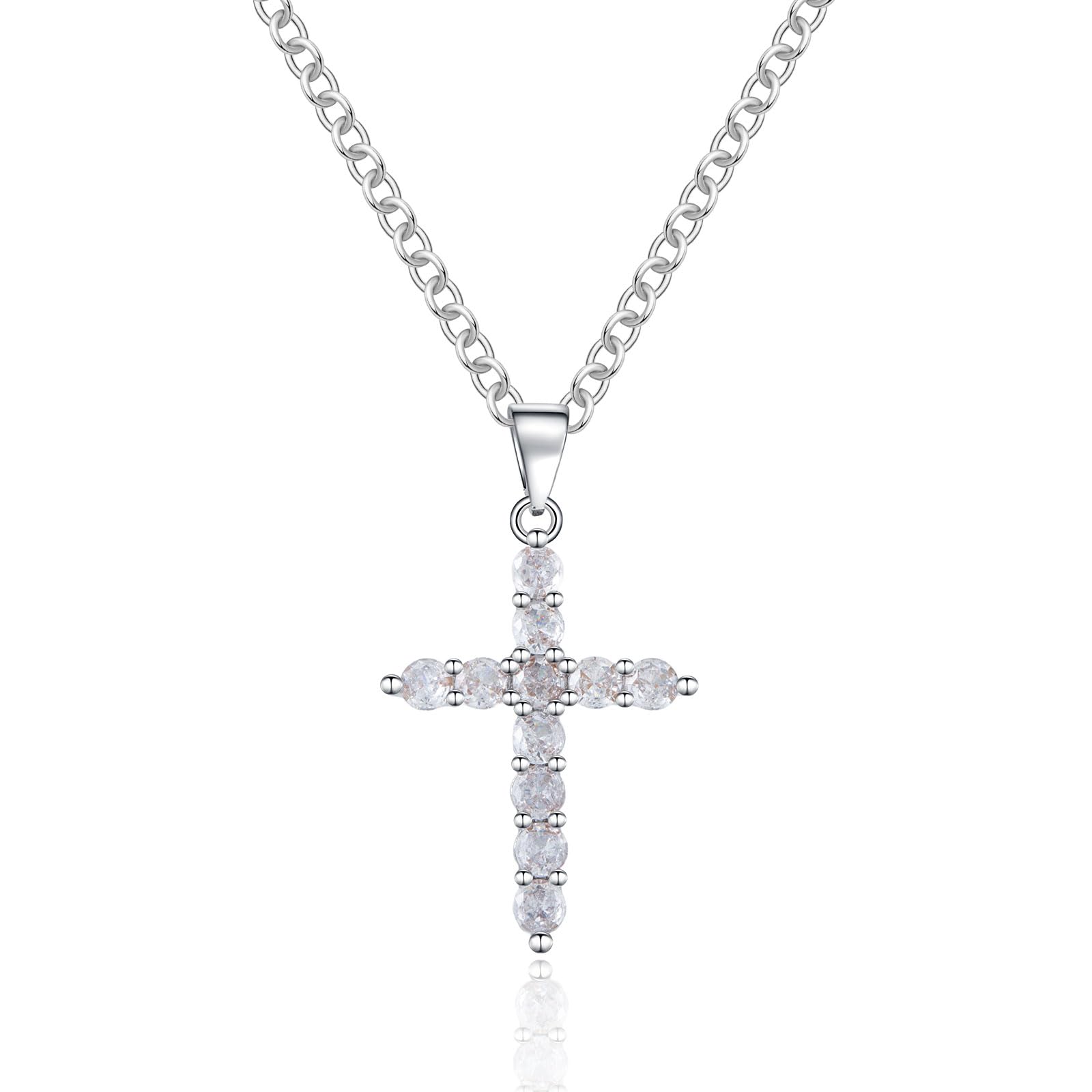 IHOKIT Cross Necklace for Women,Cubic Zirconia Cross Faith Pendant Necklaces Copper Simple Jewelry Gift for Wife Girlfriend Mom(Gold/Silver)