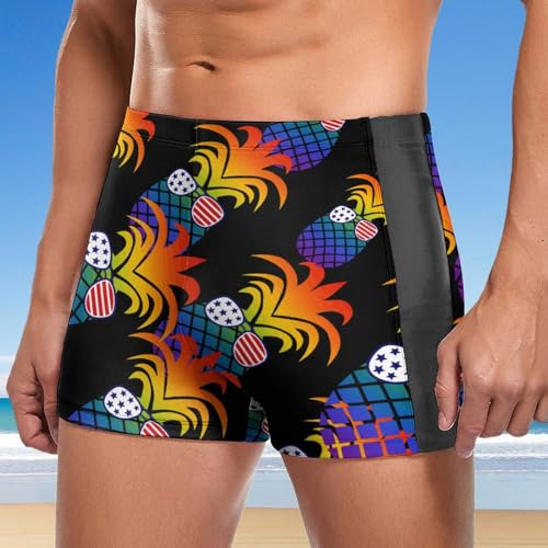 USA Flag Pineapple Men's Square Leg Swim Briefs Athletic Swim Trunk Beach Swimwear Bathing Suit2