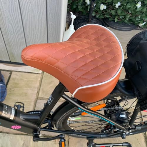 Brown Color Beach Cruiser Bike Seat,Comfortable Extra Wide Suspension Bike Seats for Heavy Riders,Electra Bike Seat Replacement for Men and Women.