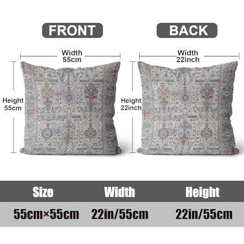 ZSYTZL Boho Throw Pillow Covers 22x22 inch Set of 2,Soft Pillowcases Bohemia Carpet Printing Pattern Decorative Sofa Living Room Bed Square Pillow Case Cushion Cover-Gray Flower by ZSYTZL - Used condition - Image 5