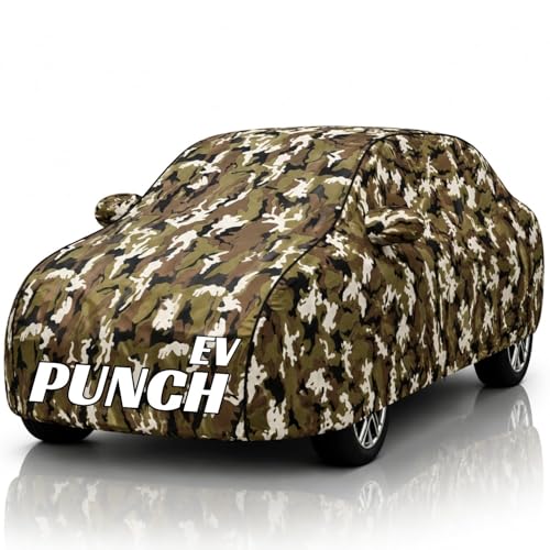 Image of Safe-Cars New Jungle 100% Waterproof Punch EV Car Cover | Polyester Car Body Cover for Rain & Sun | UV Protection, Dustproof, Scratch Resistant, Windproof, Heat Resistant, Custom Fit