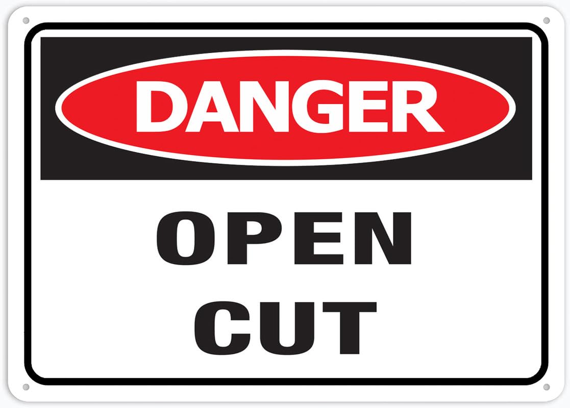 Danger Open Cut Aluminum Metal Sign 8"x12" Rust-Free Easy To Read Sturdy For Home/Farm/Yard Use