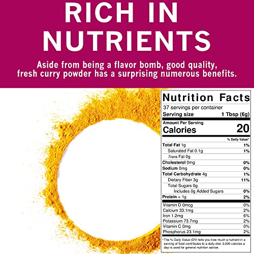 Spices Village Yellow Indian Curry Powder [8Oz] - Spicy Curry Blend Seasoning For Cooking, Natural Medium Madras Curry Mix, Kosher, Gluten Free, Non Gmo, Salt Free, Resealable Bulk Bag [Pack May Vary] #TOP4