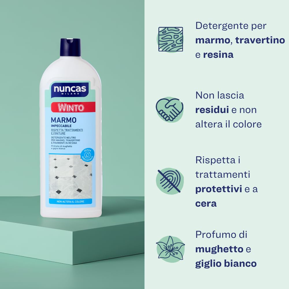 Nuncas - Winto Marmo - Detergente per Pavimenti in Marmo - Multipack - Confezione da 3 x 1000 ml