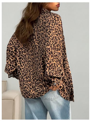 Verdusa Women's Leopard Print Button Down Corduroy Jacket Vintage Outerwear with Pockets2