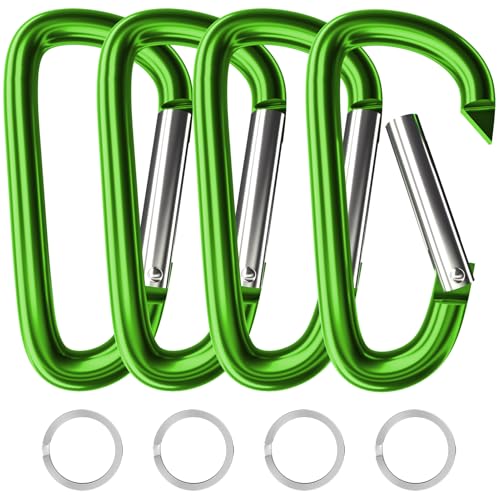 Image of sprookber 4 inch & 5 inch Extra Large Aluminum Carabiner D Ring, Caribeener Clips, Spring Snap Hook for Keychain Clip, Set of 4