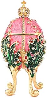 QIFU Vintage Hand Painted Faberge Egg Style Hinged Jewelry Trinket Box with Rich Enamel and Sparkling Rhinestones, Unique Gift Home Decor, Decorative Ornament Your Collection