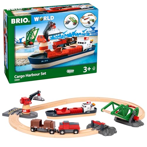 BRIO World 33061 Container Hafen Set - Mit Hafenbrücke und beweglichem...