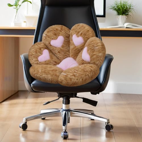 Image of MOONBEEKI Cat Paw Cushion, Comfy Chair Kawaii Plush Seat Cushions Shape Lazy Pillow for Gamer 28 inchx 24 inch Cozy Floor Cute Girl Worker Gift, Dining Room Bedroom Decorate (Creamy Yellow)