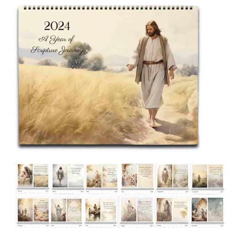 Jesus Calendar 2024 Bible Verse Wall Calendar 2024 Christian Tabletop Calendar 2024 Faith Jesus Monthly Planner 2024 Inspirational Religious Gift