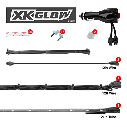 GREEN 8pcs 24" Tubes Three Mode LED Undercar Neon Accent light Kit Waterproof Ultra Bright + Plug & Play All Accessories Included