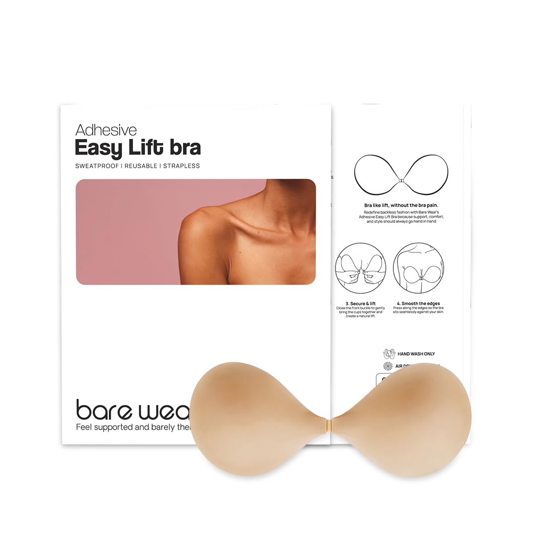 Adhesive Silicone Easy Lift Bra for Women | Reusable, Strapless, Backless & Invisible | Sweatproof & Waterproof | D-Cup Beige-image-18