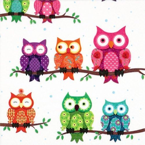 Colourful Owls Patterned Paper Party Lunch Napkins x 20 Amazon.co.uk