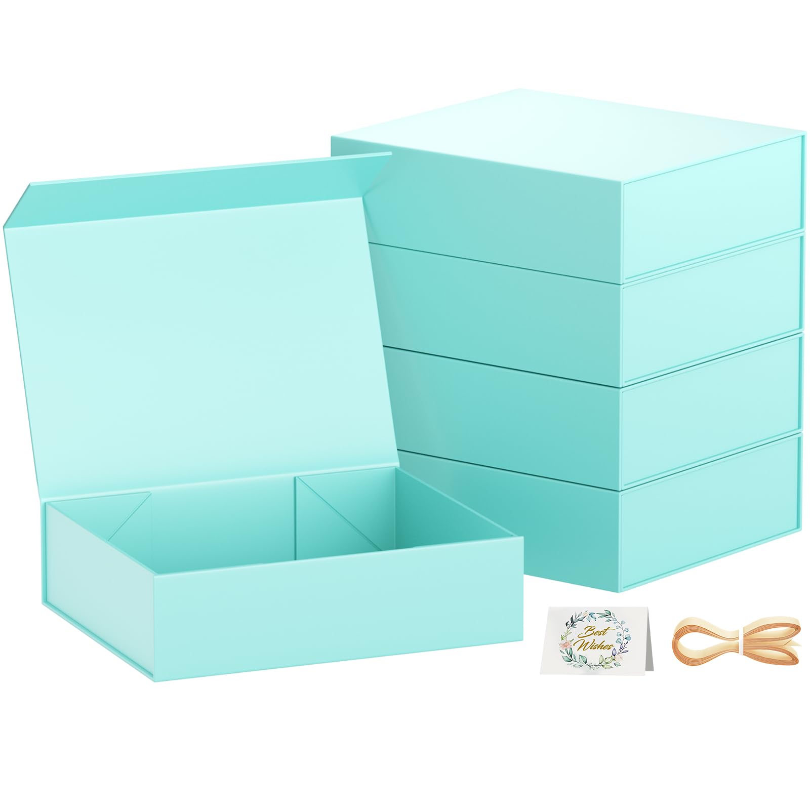PSHVYM Gift Boxes with Lids, 11.5x7.8x3 In Turquoise Gift Box for Presents Magnetic Closure for T-Shirts, Gloves, Scarves, Books, Baby Clothes,
