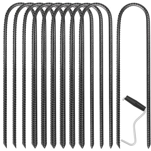 10PC Trampoline Pegs Anchor Kit with Tent Puller 12inch U Shaped Swing Peg