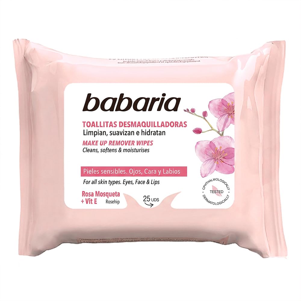 Babaria Unisex Toallitas Desmaquillantes BABARIA ROSA MOSQUETA MAKE UP REMOVING TOWELS 25UN, Black, One Size UK