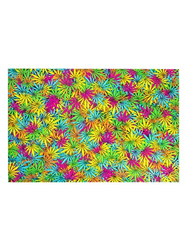PSYWORK Schwarzlicht Fußmatte Läufer Neon Sweet Weed, 50x75 cm