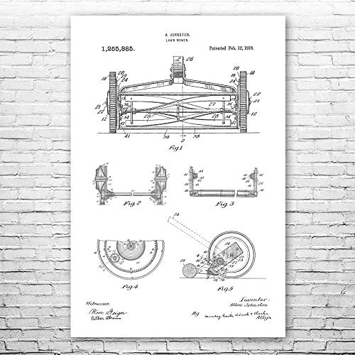 Reel Lawn Mower Poster Print, Hardware Store Decor, Garage Wall Art, Gardener Gift, Landscaper Gifts, Tool Shed Art Black & White (20 inch x 30 inch)