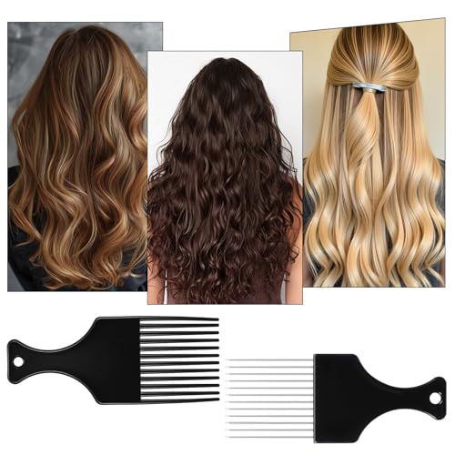 4 Peines Afro de Plástico y Metal para Hombre Negro miniatura 5