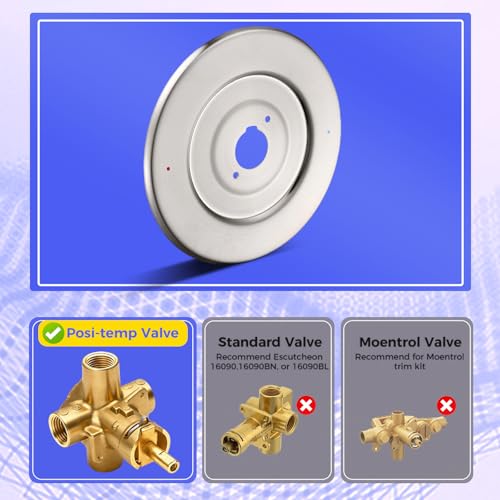 Shower Trim Escutcheon Compatible with Moen,With Stop Tube, Brushed Nickel by RKZD - Used condition - Image 5