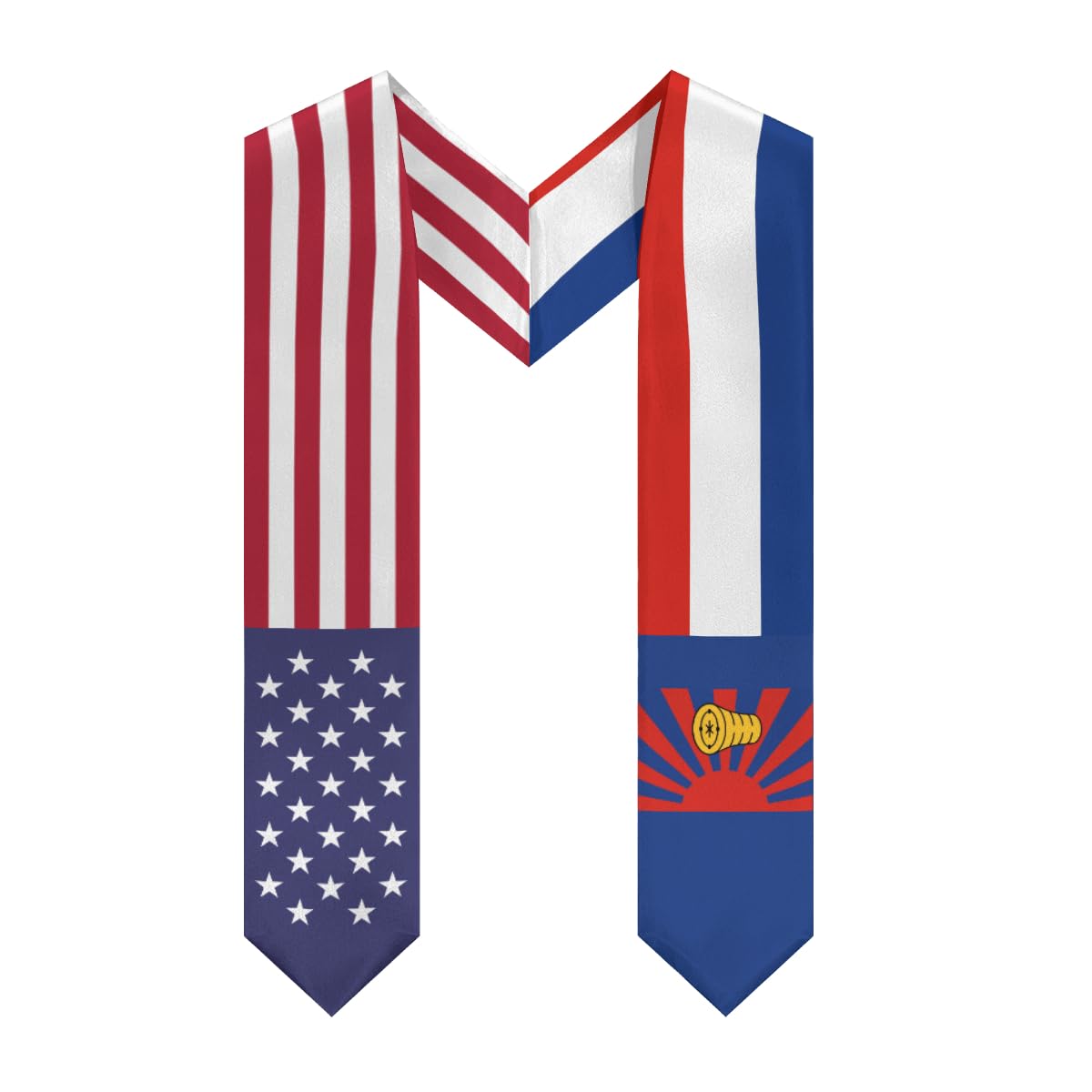 YiiLi Karen Nation Mix United States Flag Graduation Stole For International Student Graduate Shawl Sash