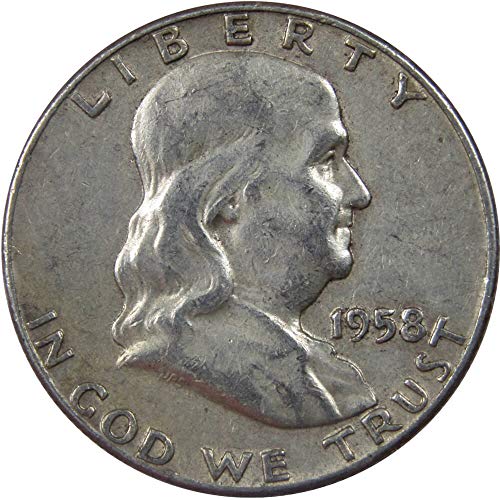 1958 Franklin Half Dollar VF Very Fine 90% Silver 50c US Coin...