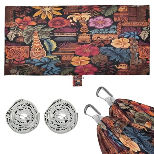 SDMKA Tropical Elements Camping Hammock, 330 lbs with 2 Tree Straps, Carry Bag, Single Portable Hammock for Outdoor/Indoor, Hiking, Beach, Backpacking, Travel