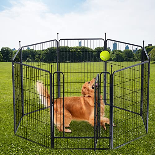 Image of Dog Playpen,Portable Outdoor Dog Fence, Dog Playpen for Large /Medium /Small Dogs, Dog Fences for The Yard,with Doors Foldable Metal (40 inch, 08 Panels)