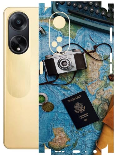 Image of AtOdds - Full Body Back Screen Guard Protector Film - Lamination Wrap Skin Sticker Compatible with Oppo F23 (5G) | Scratchproof Matte Finish (Travel Map)
