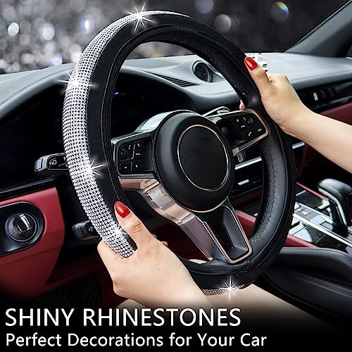 Katobebcun Bling Diamond Steering Wheel Cover, Universal Fit 14.5-15 Inch, Gorgeous Sparkle Shiny Rhinestones, Bling Car Accessories For Women And Girls(Silver Diamond) (Silver Diamond) #TOP2