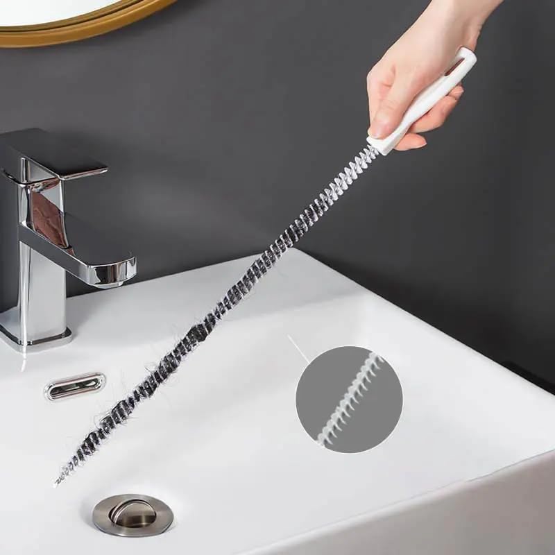 VIVITO Flexible Sink Drain Cleaning Brush (45 cm, Multicolor) | Metal Wire & Nylon Bristle Dredge Tool for Clogged Pipes, Hair Removal & Overflow Cleaning | Drain Unblocker (Pack of 1)-image-24