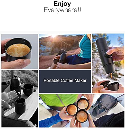 Draagbare Espresso Machine, Hand Koffiezetapparaat, Reizen Gadgets, Handleiding Mini Koffiepot Handbediende, Perfect Voor Auto Camping Outdoor (Powder Version