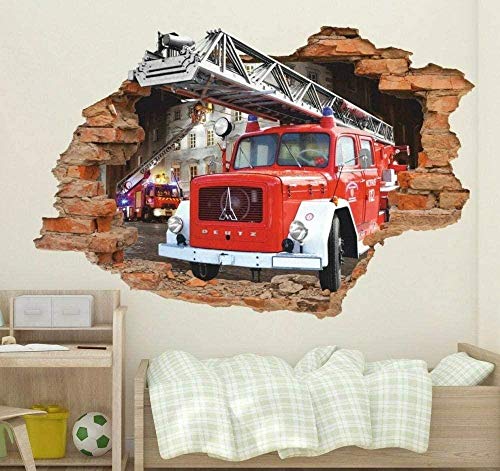 Mural 3D Pompiers 50×70 cm - Stickers Amovibles Vinyles