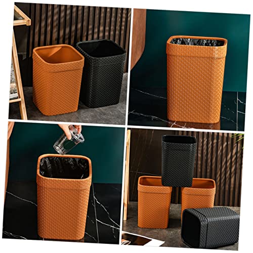 Ciieeo Mülleimer aus Rattan Kapazität Eleganter Abfalleimer für Badezimmer Büro und Schlafzimmer Platzsparend und Kreativ ohne Deckel Orangefarben für Papierkörbe – Bild 3