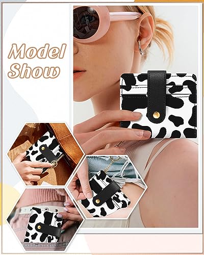 Image of Bistup Small Card Wallet for Women with Keychain, Cow | Clear ID Window, Compact Design for Daily Carry, Durable Material, Sturdy Keychain, Aesthetic