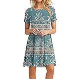 【Diseño】Estampado, mangas cortas, corte ajustado, Impresión de Arte Abstracto. largo hasta la rodilla, estiramiento, extremadamente cómodo. Vestidos cortos casual，nuevo estilo original de 2021, cuello redondo.