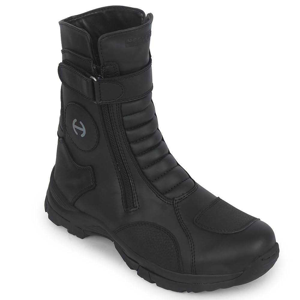 Healers PENGONGG-E High Ankle Trekking Boots for Men - Black & Dark Grey | Comfortable and Durable - Suitable for Riding, Outdoor and Hiking Boots Footwear - Cushioned Footbed, Zipper Closure