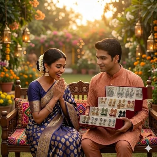 Image of Earrings Set for women, Earrings Set of 16 with Folding Jewellery Box, Traditional & Modern Earring Set for Women & Girls, Jhumka for women, Gifts for woman with Box